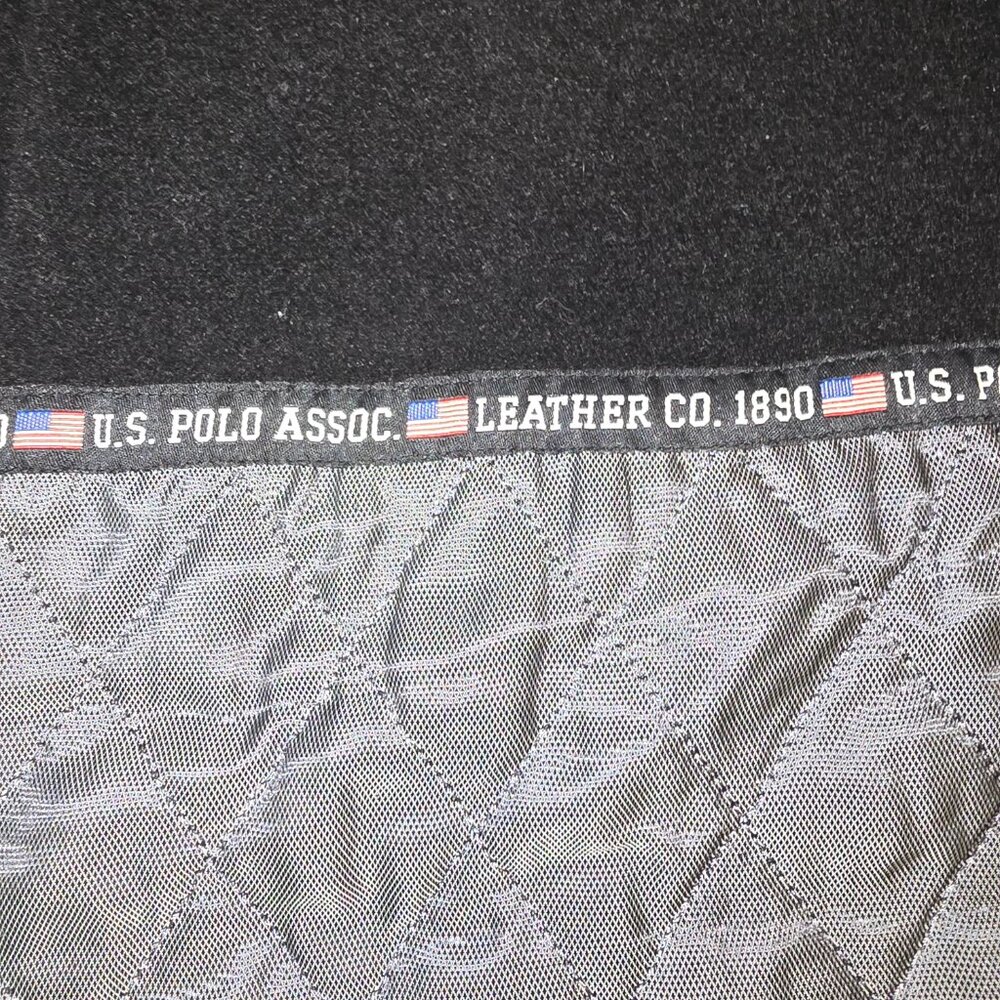 U.S. Polo Assn. Black Leather Jacket Men's Medium Outerwear Quilted Lining - Picture 13 of 16
